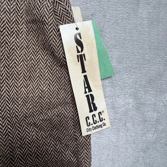 Vintage STAR C.C.C. Skirt Juniors 9/10 Brown Herringbone Tweed Mini Wool USA NOS - Picture 3 of 8